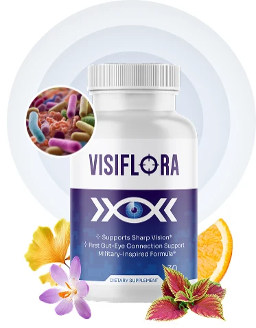 VisiFlora vision support capsules bottle with botanicals